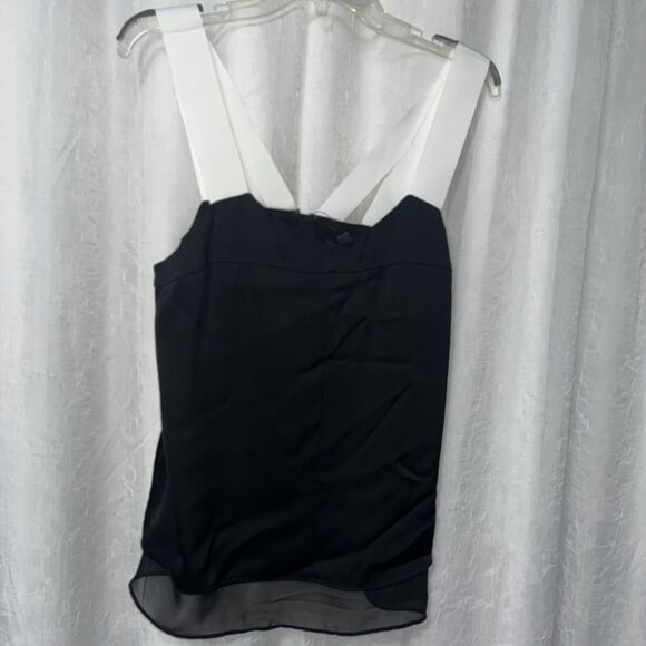 Banana Republic Black Grosgrain Straps Lined Blouse Top Tank Size Med NWT - Picture 2 of 7